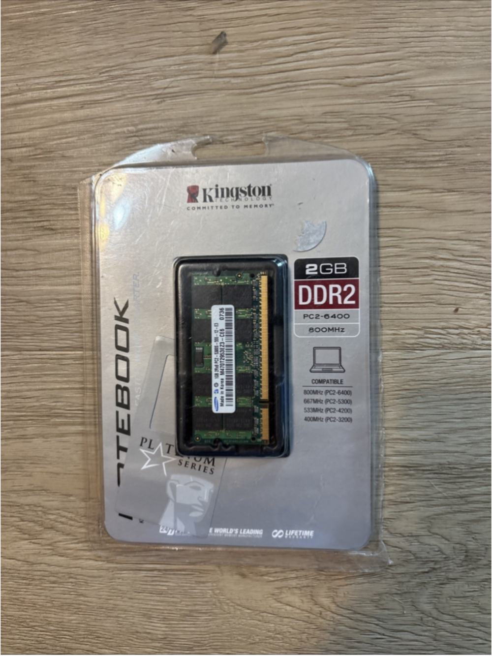 Kingston DDR2 Computer 2GB Platinum Series PC2-6400 MHz 800 (1074)
